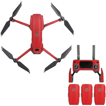 Skin de Cuerpo PVC Fibra de Carbono 3D SUNNYLIFE Rojo para Mavic 2